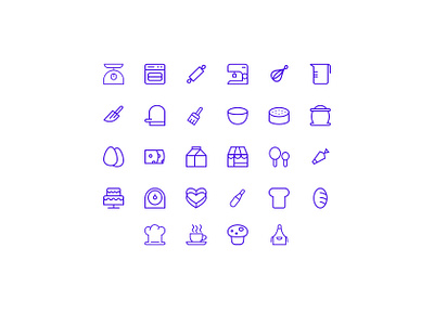 Cooking icons design iconset illustration ui vector