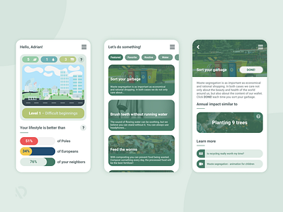 Green Everyday app design flat green minimal mobile mobile app mobile app design mobile design mobile ui recyclable recycle recycled recycled paper recycling ui ux