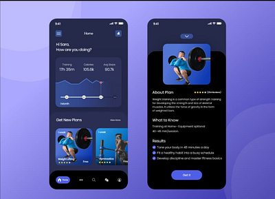 Exercise training app exploration adobe xd colorful colors creative design dartktheme flat gym app ui uiuxdesign website design