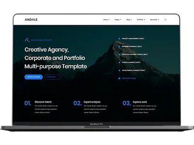 Andale - Creative HTML5 Portfolio Template animation branding creative css design envato javascript tweenmax ui ux