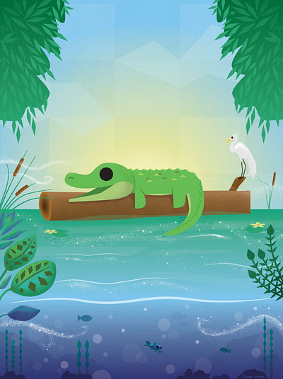 Just Chillin adobe illustrator adobe photoshop alligator digital illustration digital painting illustration illustration art illustration design photoshop