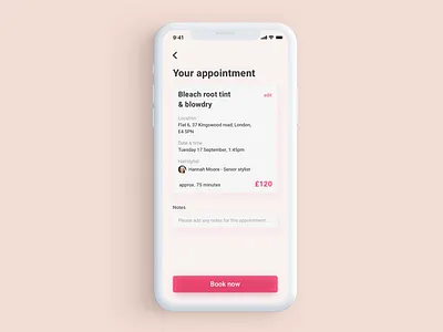 Salon appointment booking confirmation design flat photoshop salon sketch ui