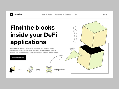 datawise: hero section, web design application blockchain brand identity branding crypto cryptocurrency database defi dev tools hero section illustration landing page product design saas software visual identity web design web page