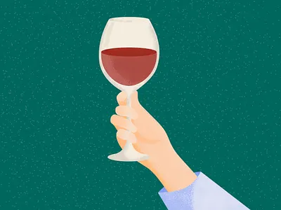 A Glass of Red Wine Please color colour design grain hand illustration noise red red wine vector wine