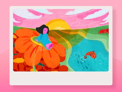 Flower Girl flower girl illustration imagination landscape meadow neon overlay ponder riso risograph risography sunset textures
