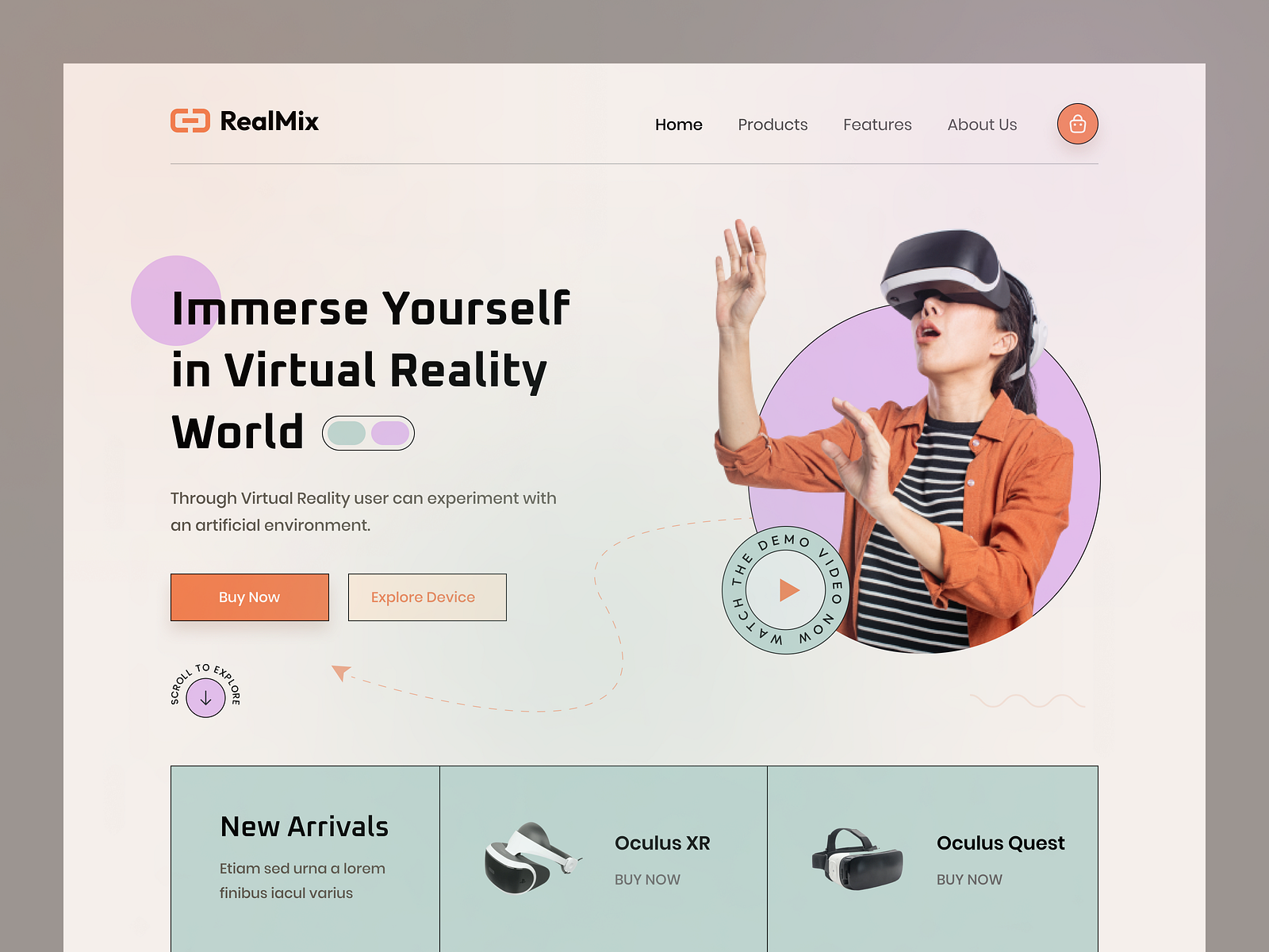 RealMix VR Store Landing Page by Milton Debnath on Dribbble