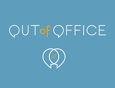 Out of Office blue branding branding design chat chat bubble logo logo design logos logotype office out of office podcast podcast logo quotation marks quote yellow