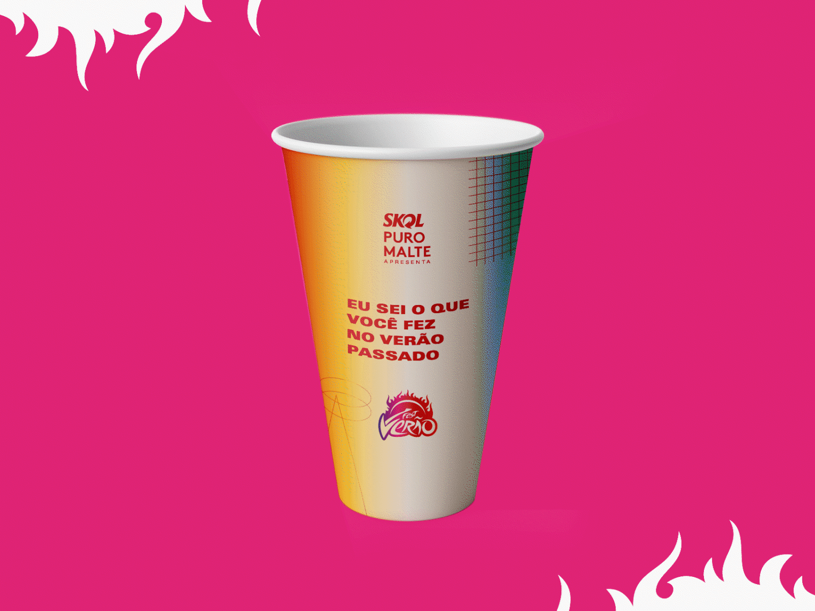 Fest Verão Cups art branding colorful colors cup design festival gradient design gradients grid illustration illustrator music art music festival type