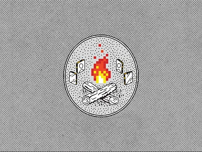 Digital Campfire badge campfire camping covid illustration social tech