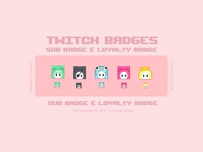 Cute Fall Guys Twitch Badges Design. cool twitch design cute stream packages cute twitch badges cute twitch designs cute twitch overlay design fallguys gamer funny twitch design funny twitch packages funny twitch streamer gamer girl designs illustration kawaii twitch design logo simple twitch design simple twitch overlay