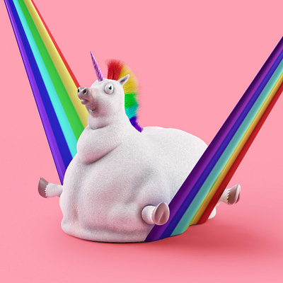 Aerial Unicorn Yoga 3d illustration rainbow unicorn yoga yolo