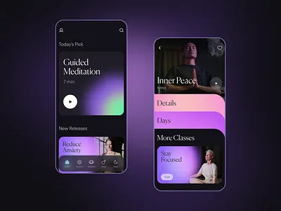 Yoga and Meditation App animation app design design graphic design health interaction design interface meditation mobile mobile app mobile application mobile design mobile screens mobile ui motion graphics ui user experience user interface ux yoga