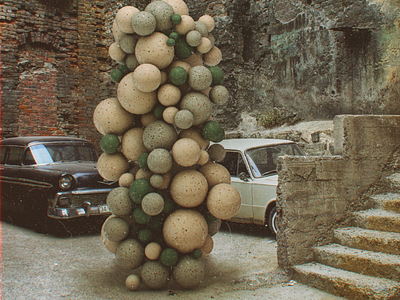 Aerosol 3d abstract balls c4d car cgi cinema4d city design digital art green street surreal texture urban white