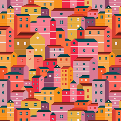 Home sweet home pattern architecture colorful flat design home house illustration pattern seamless