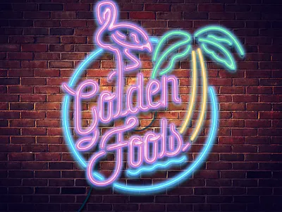 Golden Fools Neon Logo brand identity branding design dj logo edm logo icon illustration logo logo design logotype music branding music logo neon neon lights neon sign typography vector