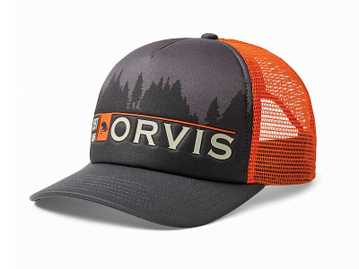 Orvis Hat Design apparel graphics baseball cap branding fishing hat fly fishing graphic design logo orvis patch design trucker hat