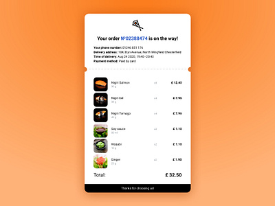 Email Receipt design email order receipt sushi ui web