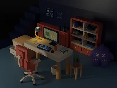 Workspace 3d illustration 3d workspace animation b3d blender branding creative graphic illustration inspiration isometric nft render ui ui design workspace