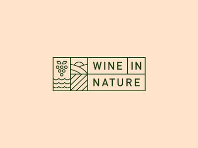 Wine in Nature drink field food grape hill icon logo mark nature red sea symbol vineyard white wine