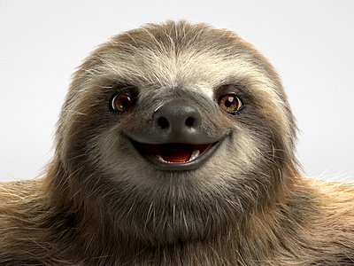 3d sloth model 3d 3d modeling animation facial rigging fur rendering rigging texturing