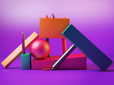 Balanced objects 3d 3d ilustration c4d cinema4d colorful colors design illustration objects shapes