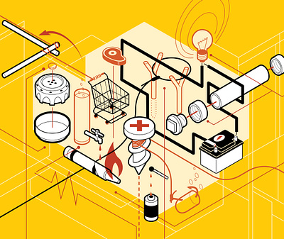 And Them Design Isometric Survival Hacks Illustration branding design editorial illustration hacks illustration isometric survival tools vector