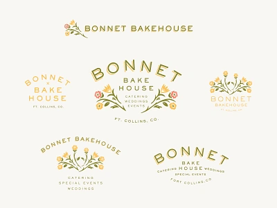 Bonnet Bake House | Branding baked goods bakery branding bakery logo bakery logos brand design branding catering logos coffee coffee shop coffee shop logos culinary logos floral flowers logo design logo designer retro type typography vintage