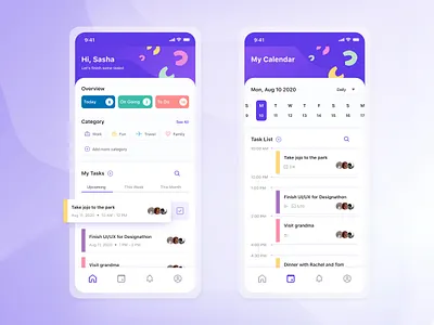 Task Management Mobile Application app app design application design ios management management app mobile purple task task management task management app task manager ui uiux uiuxdesign ux white
