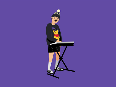 Pensandro • Tecladista illustration musician pooh purple vector vector illustration