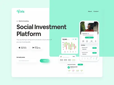 Iris - Social Investment Platform app clean design interface product typography ui ux web web design