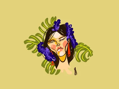 She Rests design face illustration people portrait stylized tropical