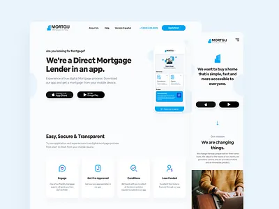 Mortgij - Morgage Lender in an App app blue clean design flat interface ui ux web web design