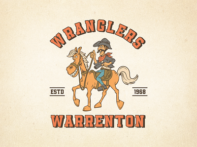 Wranglers Warrenton Vintage Logo cowboy logo design graphic design illustration ilustractor logo retro tshirt vector vintage vintage logo