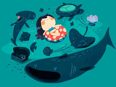 The Girl And The Sea cartoon cartoon character cartoon illustration color comic cute design draw drawing illustration love sketch