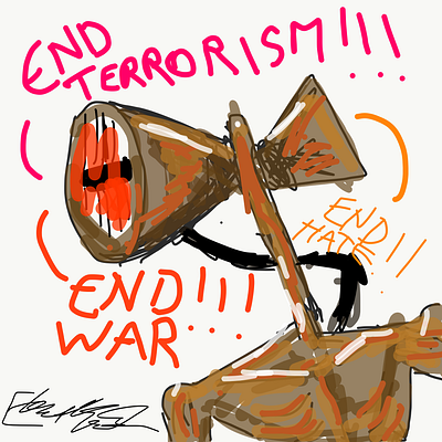 End terrorism art digital painting horror illustration painting sirenhead