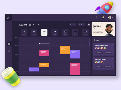 Calendar - Dark UI adobe xd after effect after effects animation app app design app designer calendar app calendar ui calender change schedule dark dark mode experience design interaction design schedule ui user experience ux web design