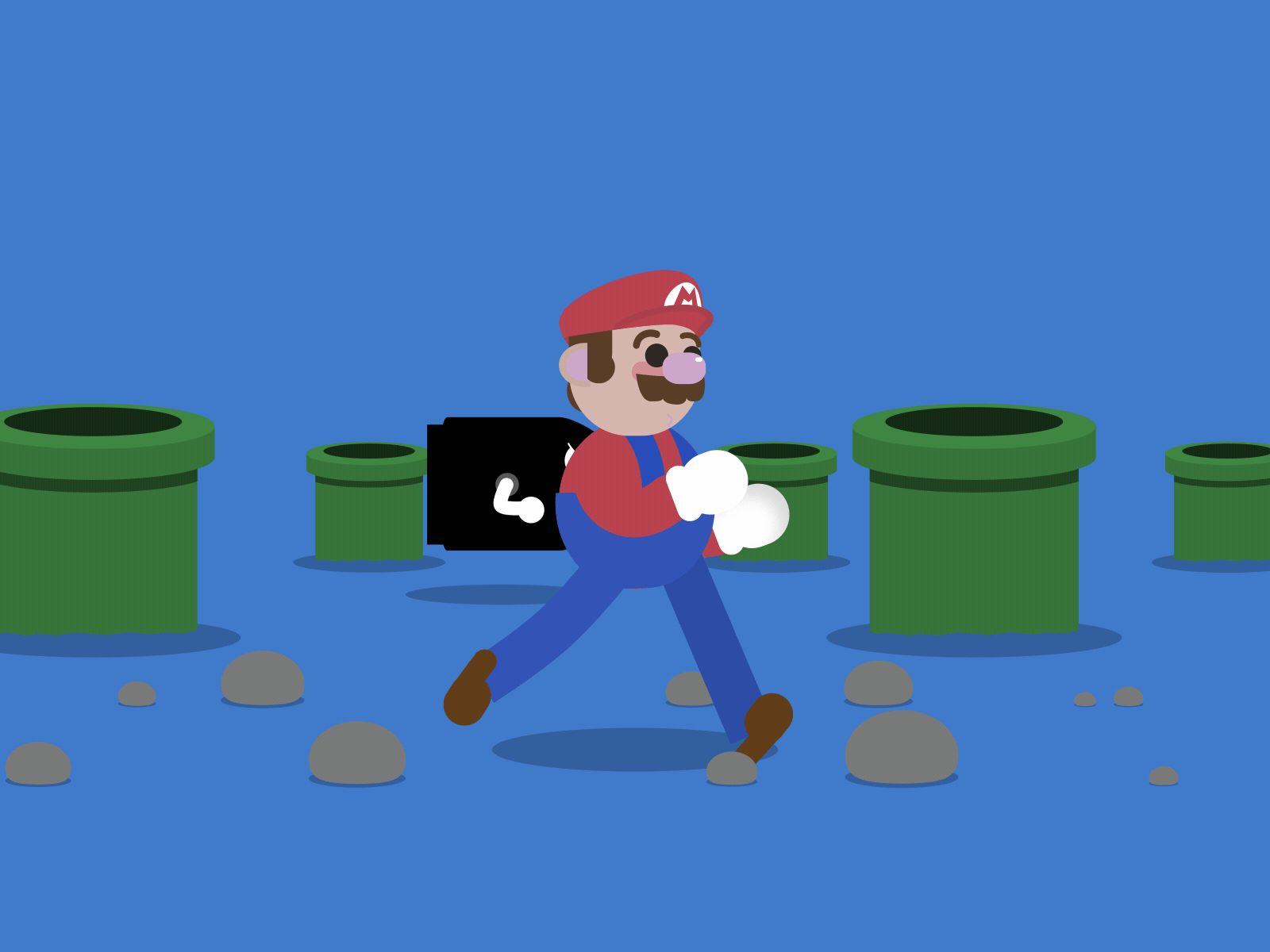 Super Mario Run 2d adobe after effects animation cycle design game loop mario nintendo run vector walk