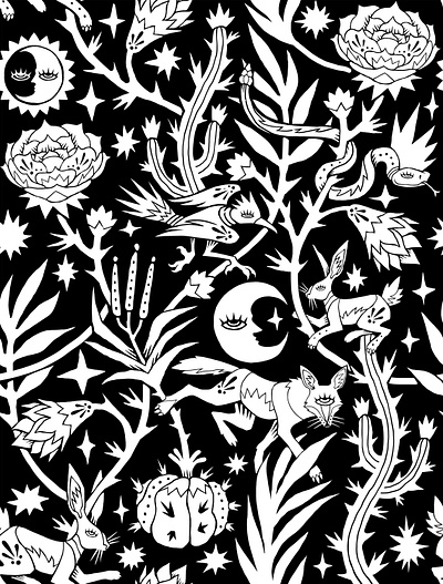 Desértico Pattern animals cactus desert desertic desierto design heritage illustration latino mexican mexico nature patron pattern print textile