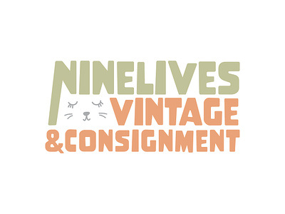Logo Design: Ninelives boutique branding cat clothing consignment design green identity illustration logo logo design nine orange print simple store typography vector vintage