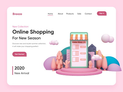 Trendy shopping Landing Page/website-UX/UI Design adobe xd branding branding design clean concept creative design 2020 design2020 dubai designer icons illustration minimal mobile app mobile ui mobileui onlineshopping shopping typography webdesign