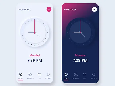 World clock app landing page UI app art clock clock app design flat illustration minimal mobile app design ui ui design ux ux design world clock