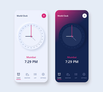 World clock app landing page UI app art clock clock app design flat illustration minimal mobile app design ui ui design ux ux design world clock