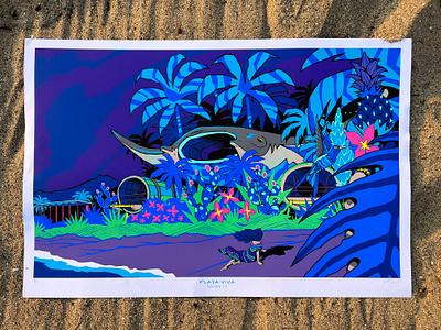 Manta Madre x PLAYAVIVA beach design designer handmade handprinted illustration illustrator jungle limitededition mantaray mexican mexico nature ocean playa poster print screenprint silkscreen