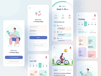 Mobile App Concept- Fitness Activity (Full View) 2020 2020 design 2020 trend 2020 trends 2020calendar app branding design clean ui creative design dribbble best shot illustration iso minimalistic mobile app mobile app design mobile app ui typography ui ux web design