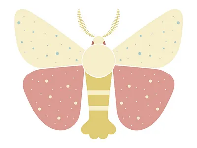 Golden moth antennas butterfly design flat flying geometric illustration insect moth wings