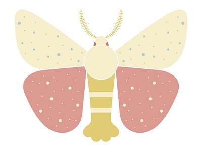 Golden moth antennas butterfly design flat flying geometric illustration insect moth wings