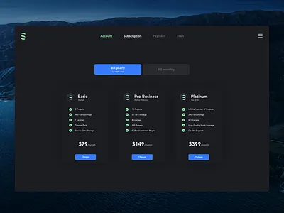 Pricing Exploration components dark dark app darkmode dashboard payment price pricing pricing plans select subscription ui ui design uidesign uiux