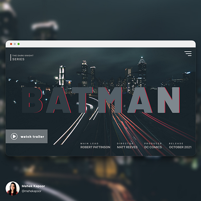 Batman - The upcoming movie! art artist artwork batman branding design flat graphic graphic design graphicdesign illustration illustrator minimal typography ui ux ui design ui design challenge uiux user experience ux design