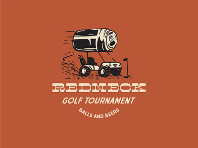 Redneck Golf Tournament alcohol beer branding can car country design glass golf golfcart illustration logo redneck sports typography wordmark