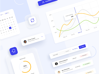 HR Management Platform - Web APP Dashboard Design System 🧞 calendar clean design dashboard app data visualization design system graphic hr software hrm ui elements web app webapp design